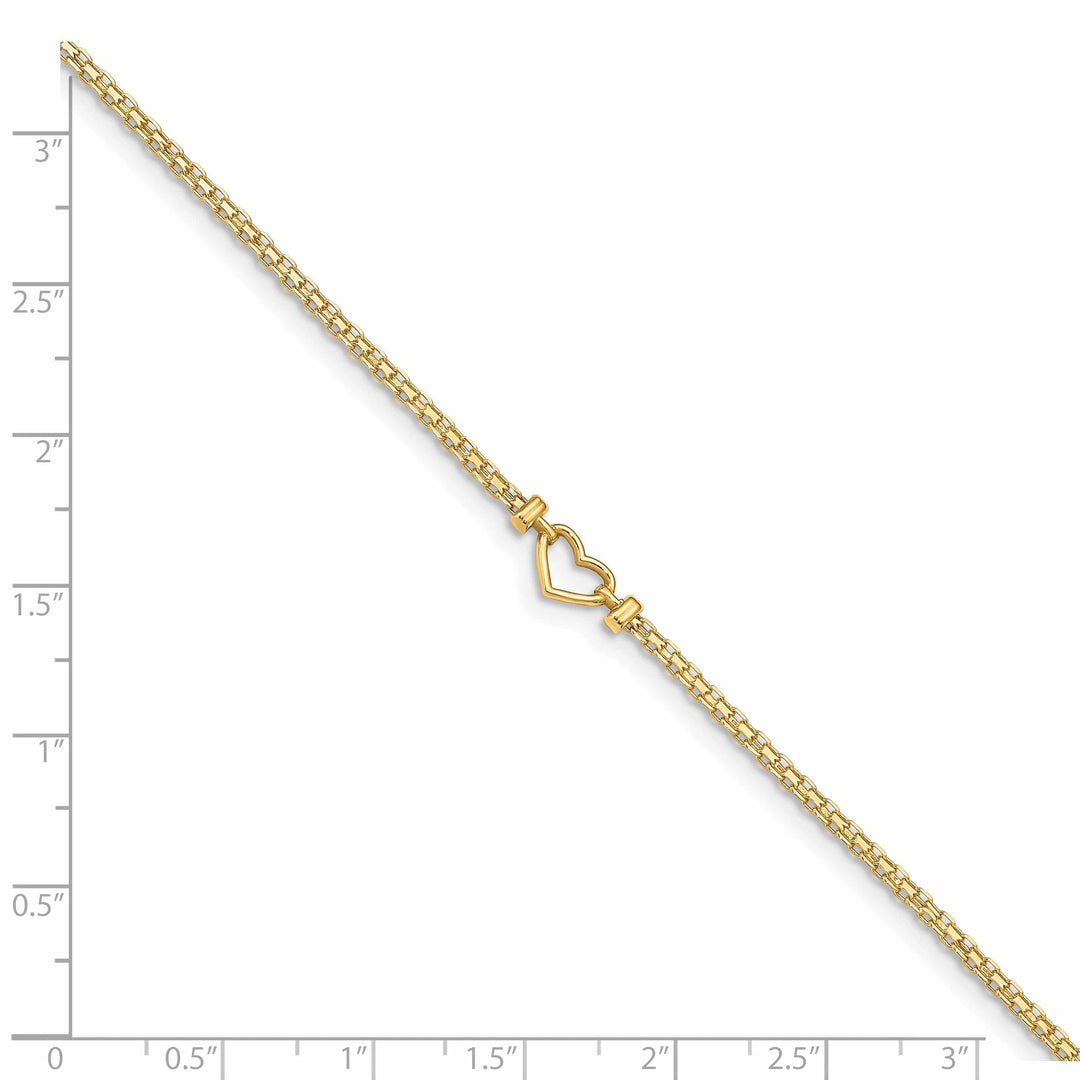 Lovely Rita's Anklets 14K Yellow Gold Polished Open-Heart Anklet