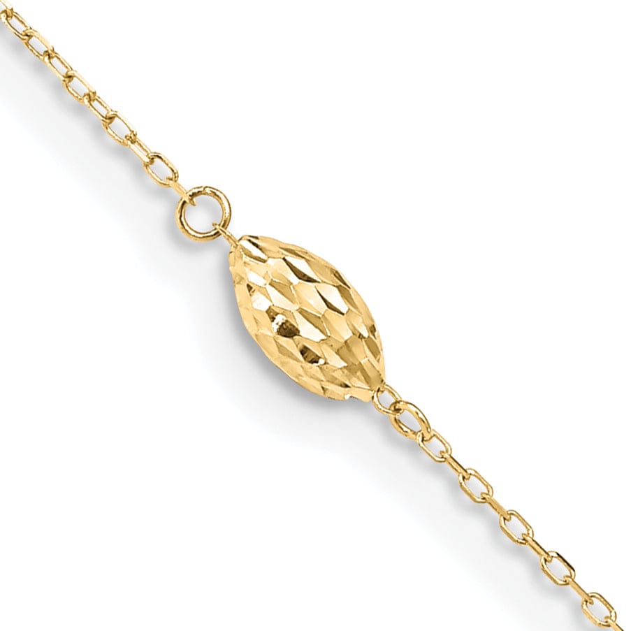 Lovely Rita's Anklets 14k Yellow Gold Polished Puffed Rice Bead Anklet