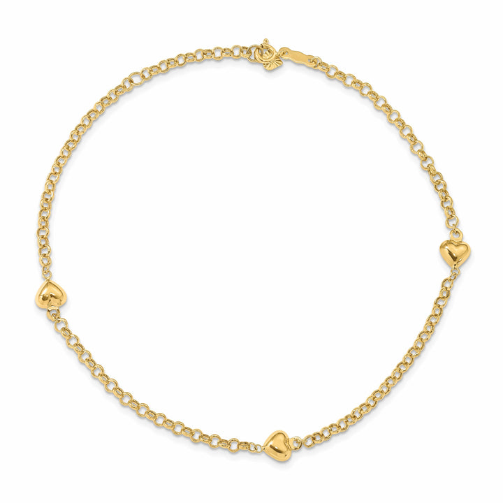 Lovely Rita's Anklets 14k Yellow Gold Puff Heart Anklet