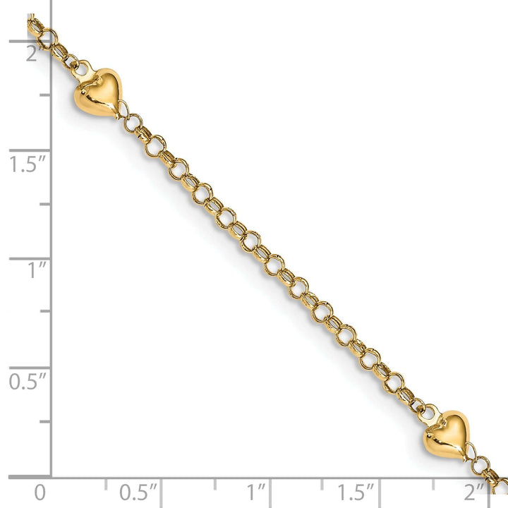 Lovely Rita's Anklets 14k Yellow Gold Puff Heart Anklet