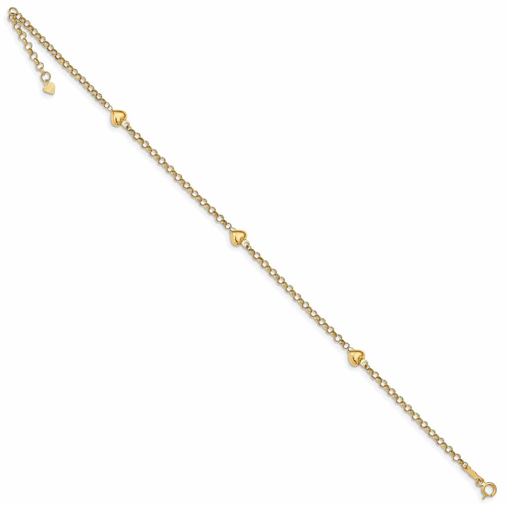 Lovely Rita's Anklets 14k Yellow Gold Puff Heart Anklet