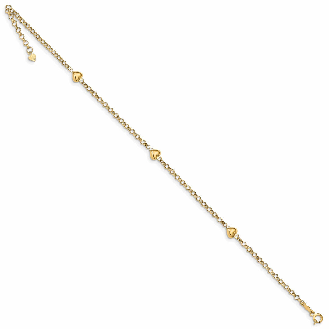 Lovely Rita's Anklets 14k Yellow Gold Puff Heart Anklet