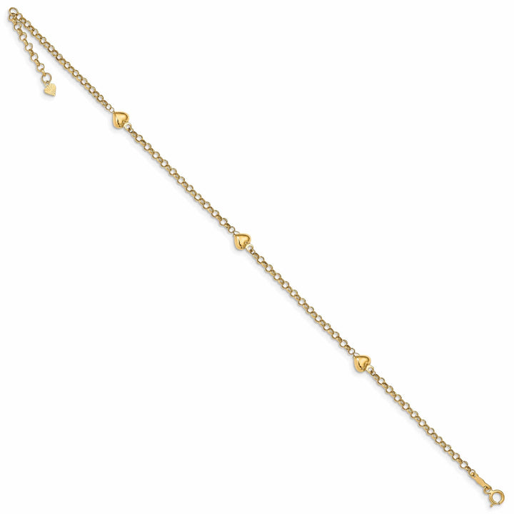 Lovely Rita's Anklets 14k Yellow Gold Puff Heart Anklet