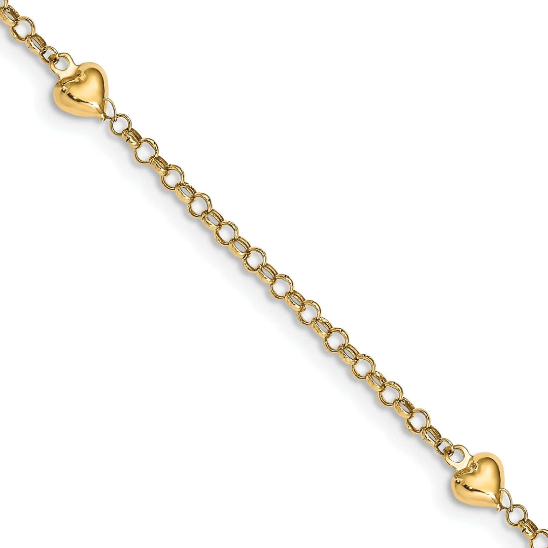 Lovely Rita's Anklets 14k Yellow Gold Puff Heart Anklet