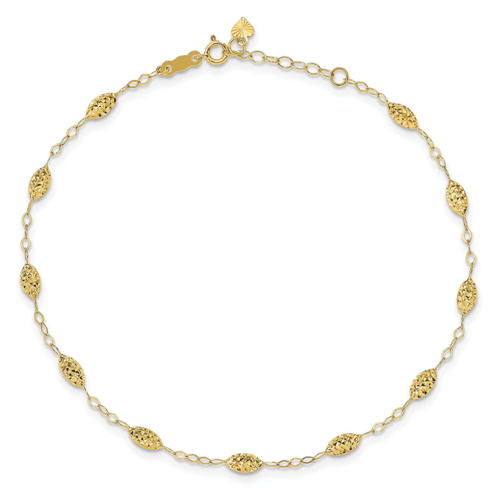 Lovely Rita's Anklets 14K Yellow Gold Puff Rice Bead Anklet