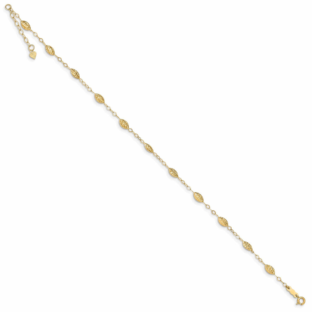 Lovely Rita's Anklets 14K Yellow Gold Puff Rice Bead Anklet