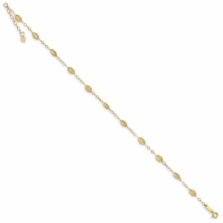 Lovely Rita's Anklets 14K Yellow Gold Puff Rice Bead Anklet