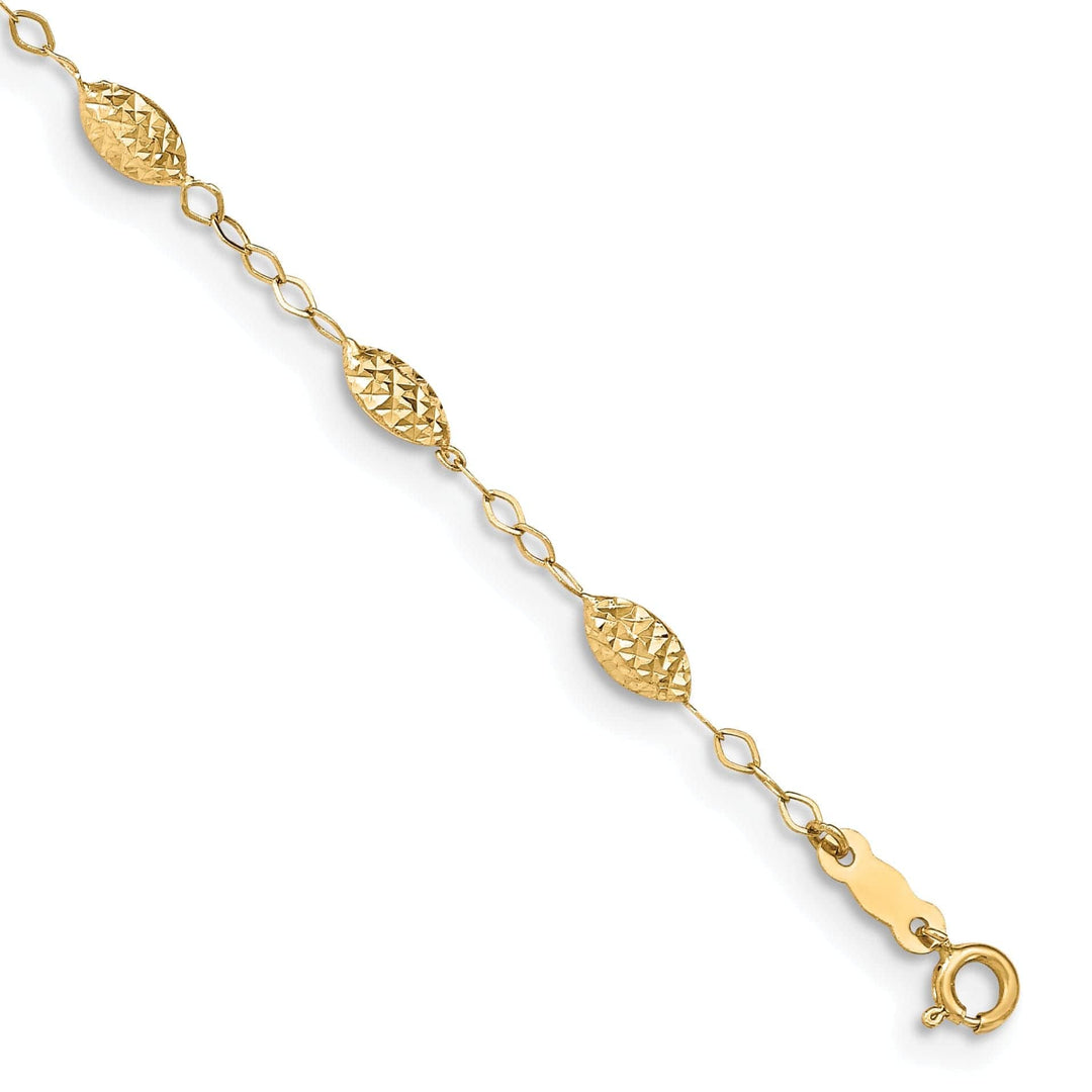 Lovely Rita's Anklets 14K Yellow Gold Puff Rice Bead Anklet