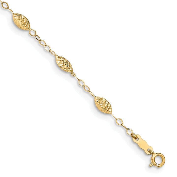 Lovely Rita's Anklets 14K Yellow Gold Puff Rice Bead Anklet