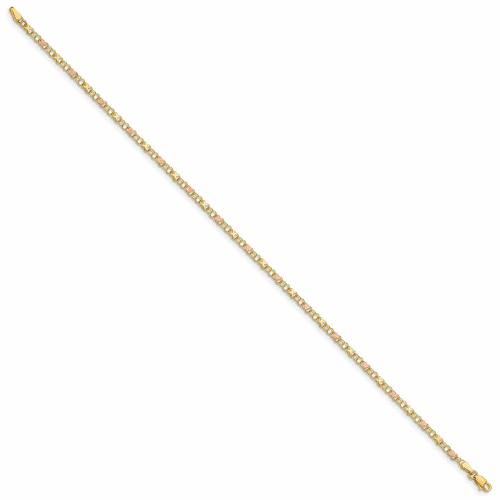 Lovely Rita's Anklets 14k Yellow Gold Rhodium X's Hearts Anklet