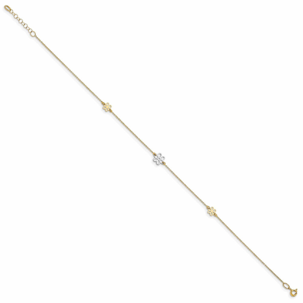Lovely Rita's Anklets Leslie 14k Two Tone Gold Polished Flower Anklet