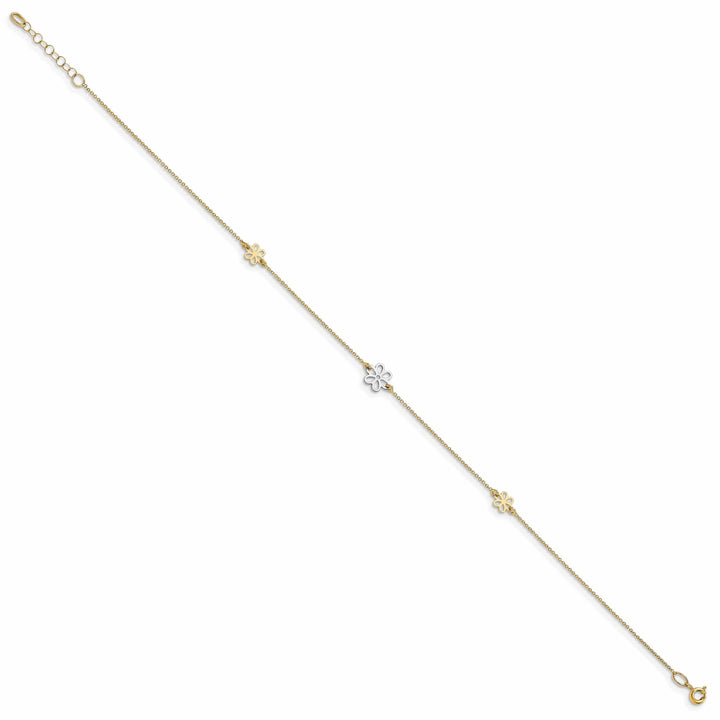 Lovely Rita's Anklets Leslie 14k Two Tone Gold Polished Flower Anklet