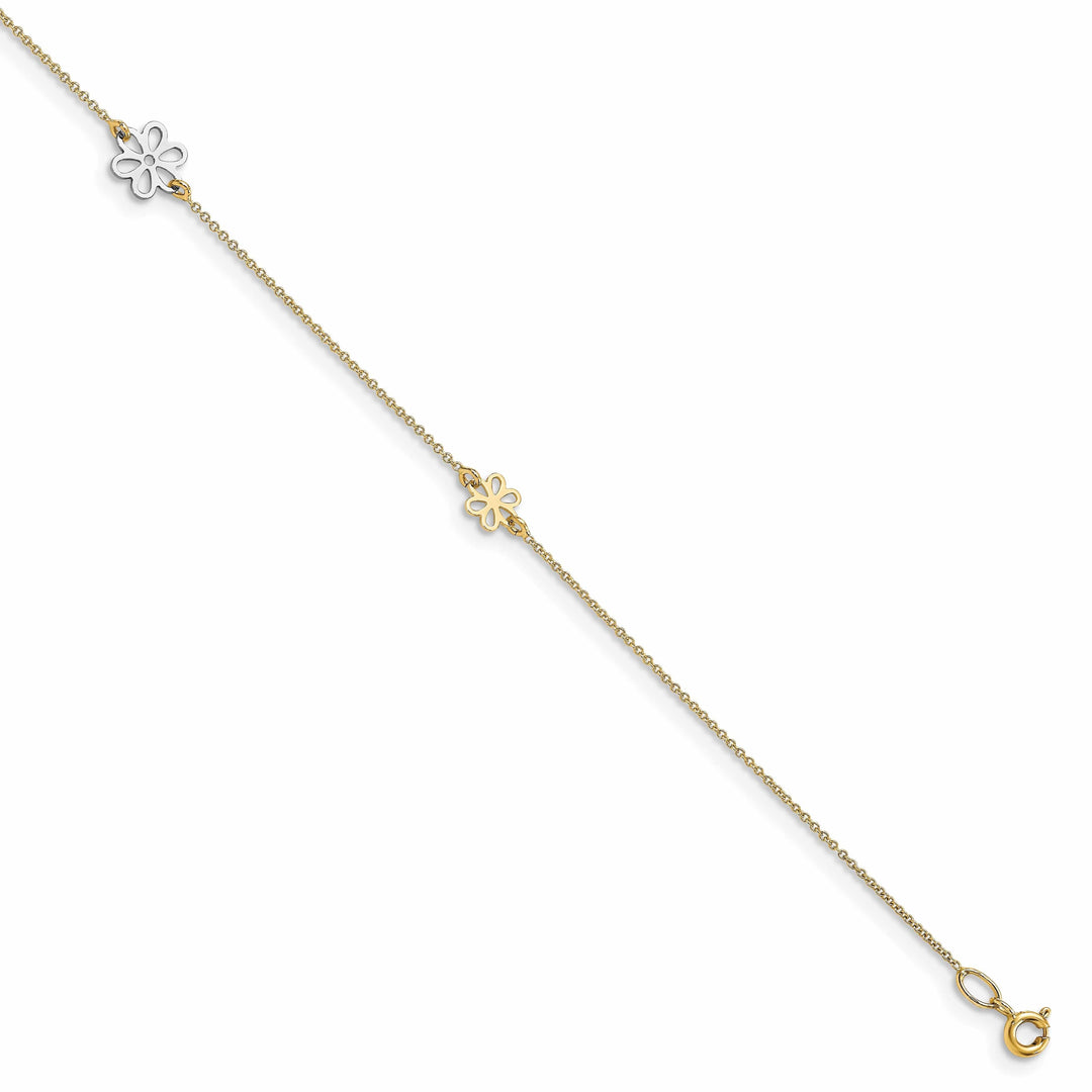 Lovely Rita's Anklets Leslie 14k Two Tone Gold Polished Flower Anklet