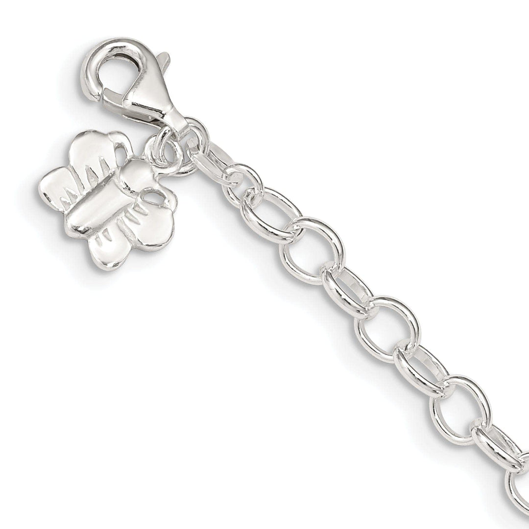 Lovely Rita's Anklets Silver Small Oval Rolo Link Butterfly Anklet