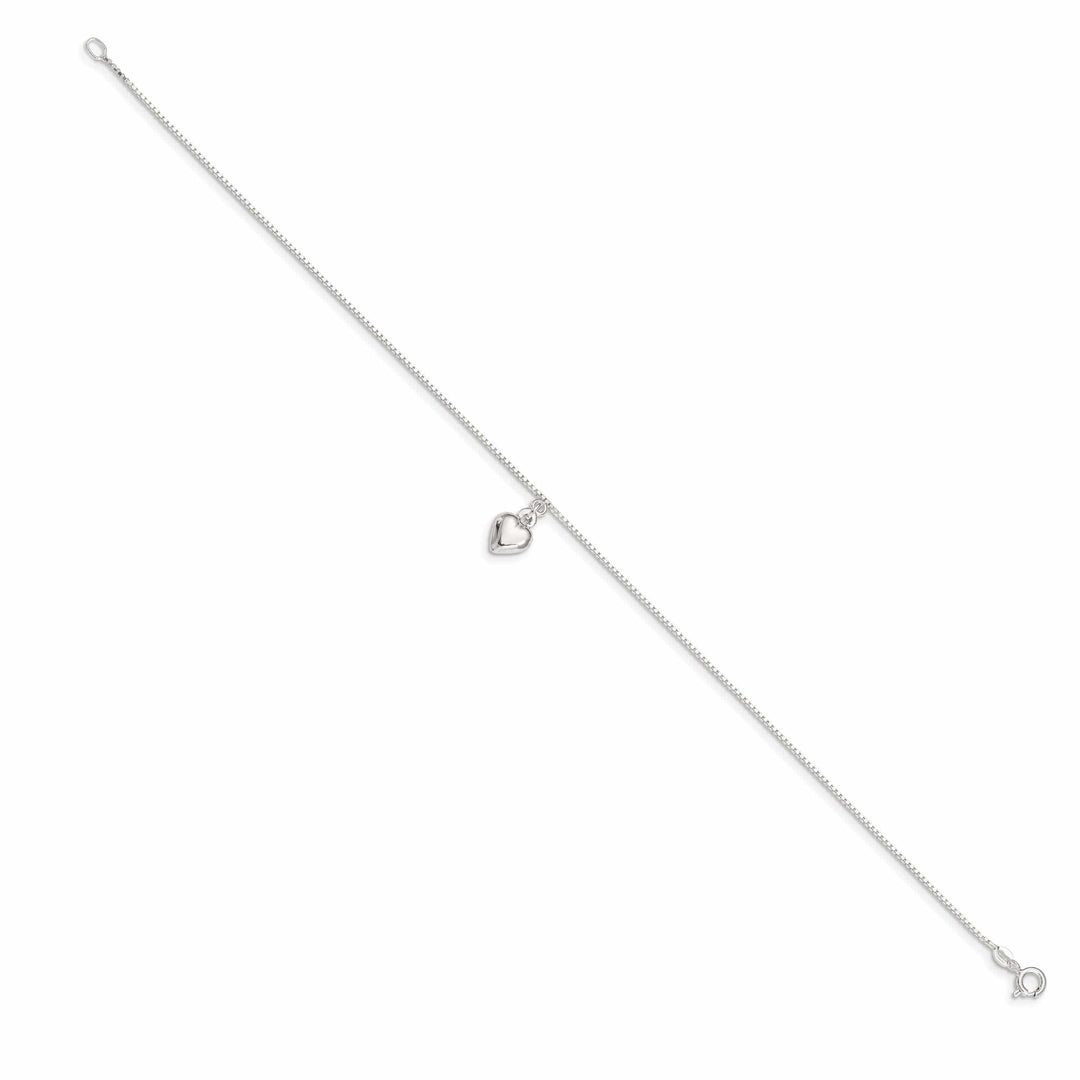 Lovely Rita's Anklets Sterling Silver 10inch 3-D Puffed Heart Anklet