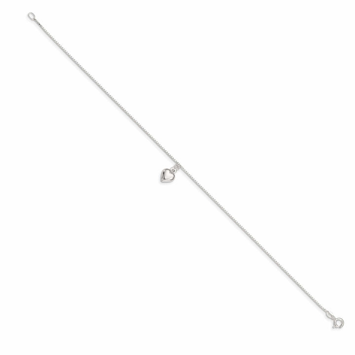 Lovely Rita's Anklets Sterling Silver 10inch 3-D Puffed Heart Anklet