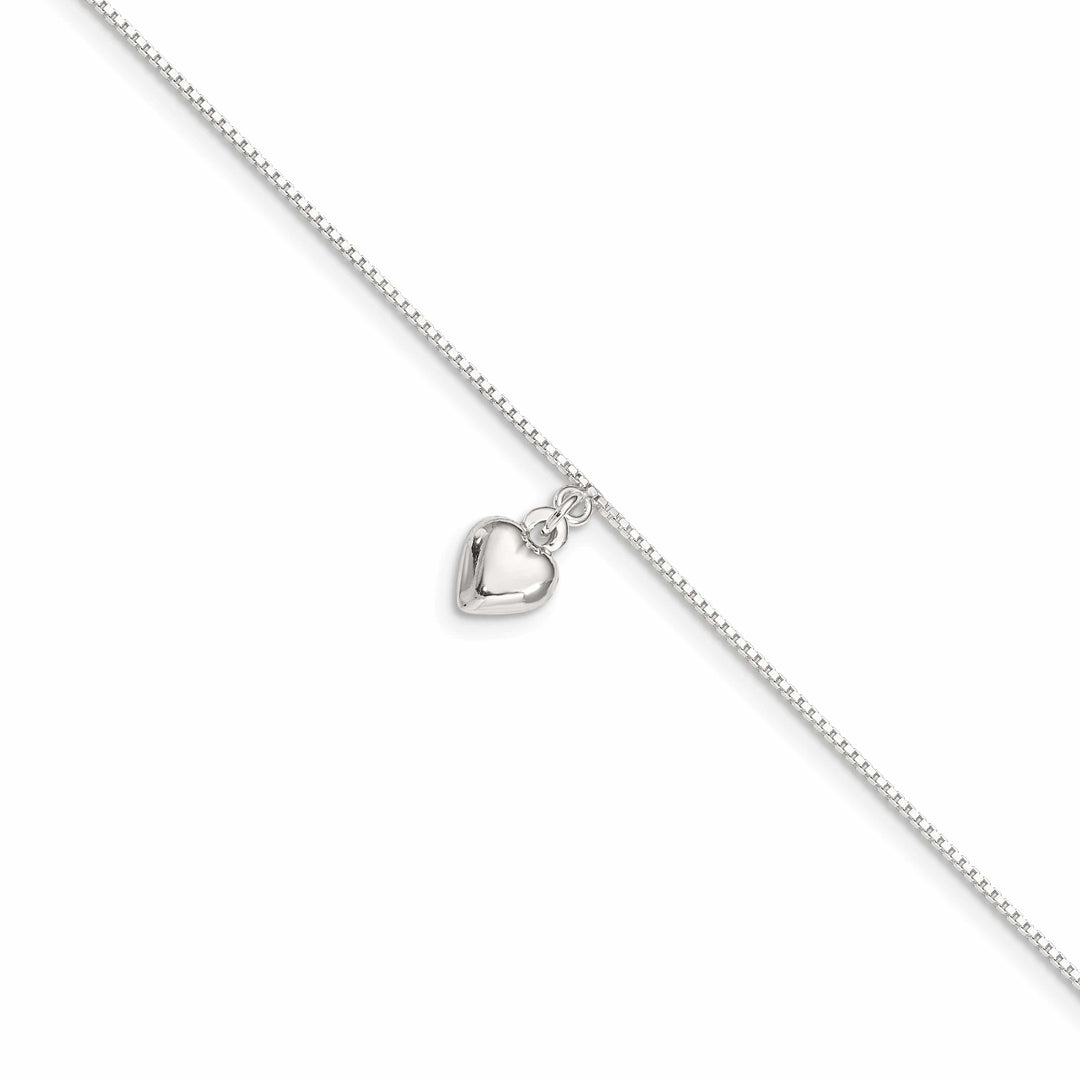 Lovely Rita's Anklets Sterling Silver 10inch 3-D Puffed Heart Anklet