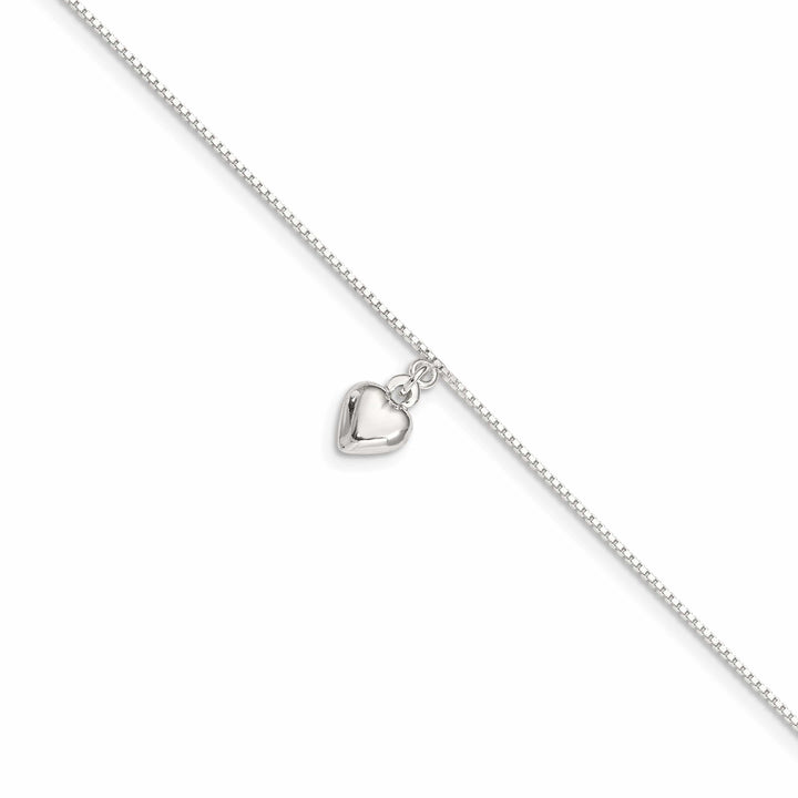 Lovely Rita's Anklets Sterling Silver 10inch 3-D Puffed Heart Anklet