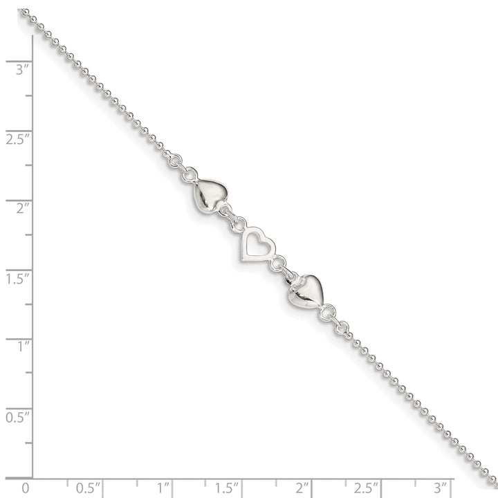 Lovely Rita's Anklets Sterling Silver 10inch Hearts Anklet