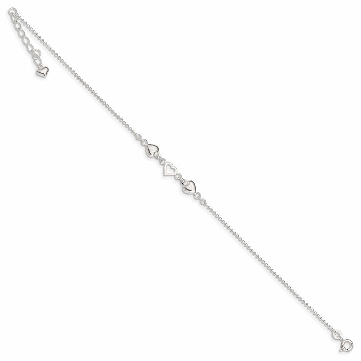 Lovely Rita's Anklets Sterling Silver 10inch Hearts Anklet
