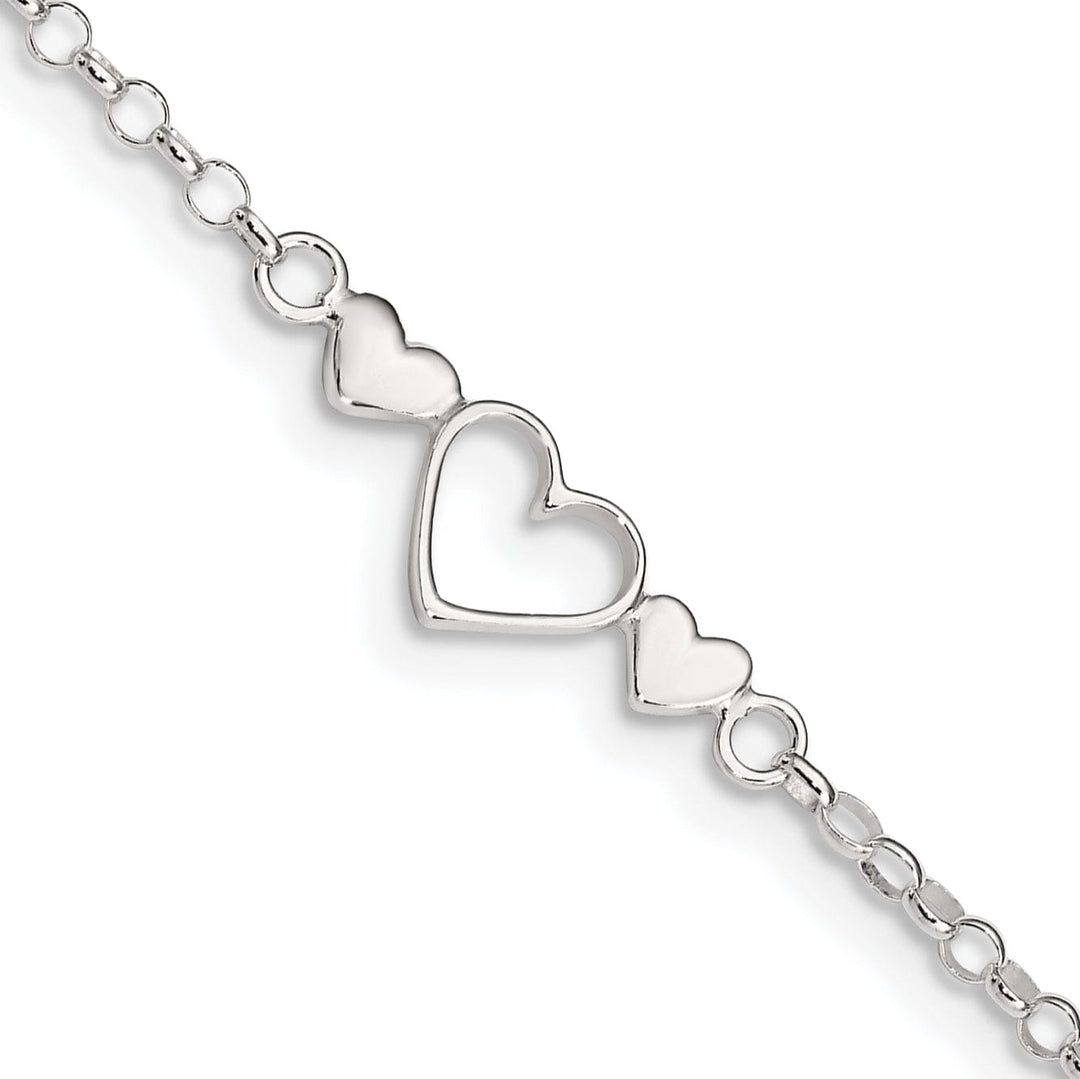 Lovely Rita's Anklets Sterling Silver 10inch Triple Heart Anklet