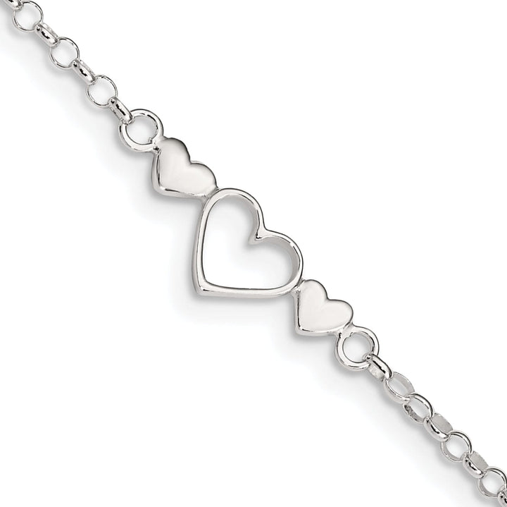Lovely Rita's Anklets Sterling Silver 10inch Triple Heart Anklet