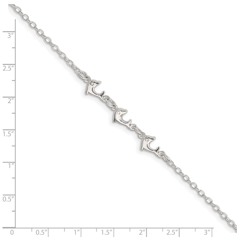 Lovely Rita's Anklets Sterling Silver 3 Dolphins Anklet