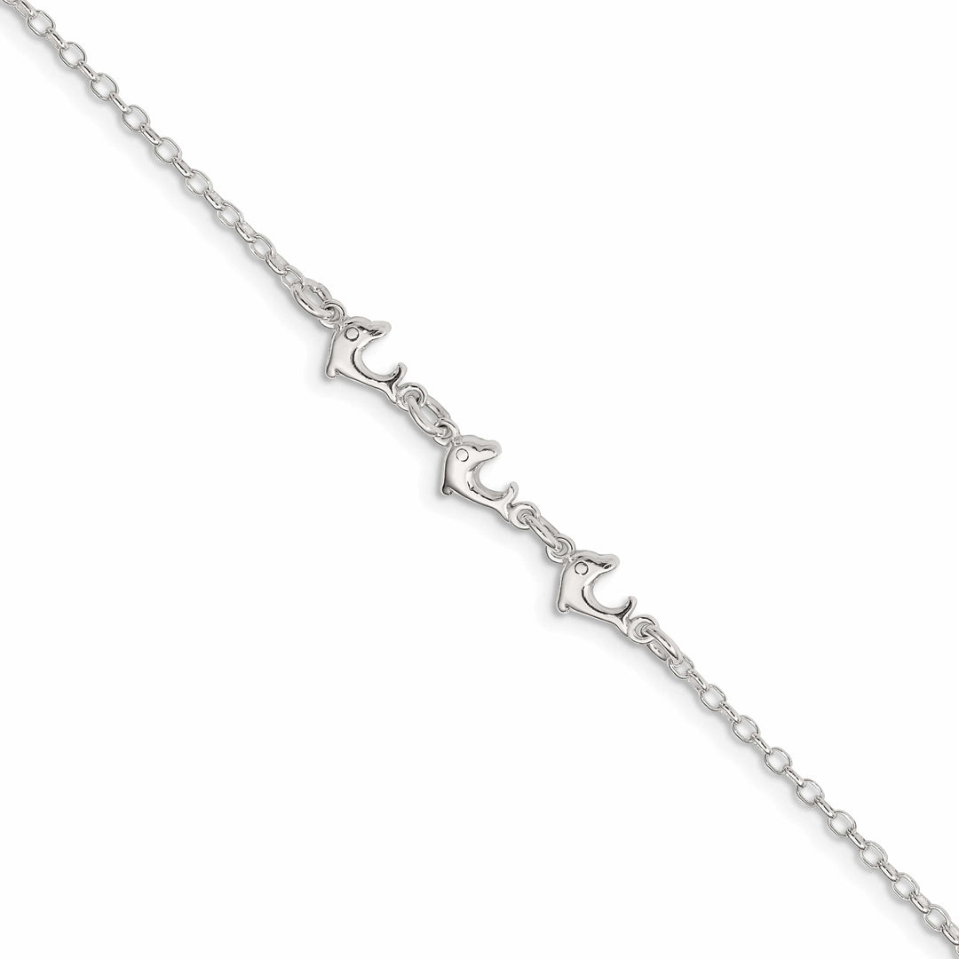 Lovely Rita's Anklets Sterling Silver 3 Dolphins Anklet
