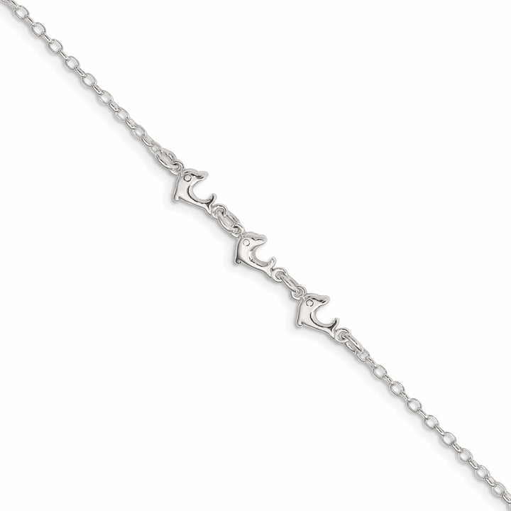 Lovely Rita's Anklets Sterling Silver 3 Dolphins Anklet