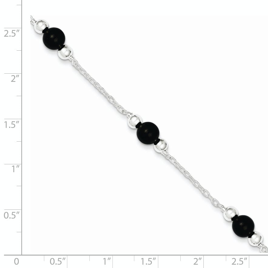 Lovely Rita's Anklets Sterling Silver 9-inch Onyx Anklet