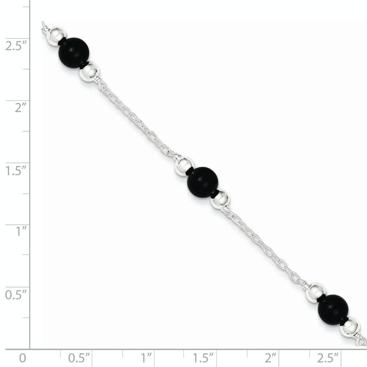 Lovely Rita's Anklets Sterling Silver 9-inch Onyx Anklet