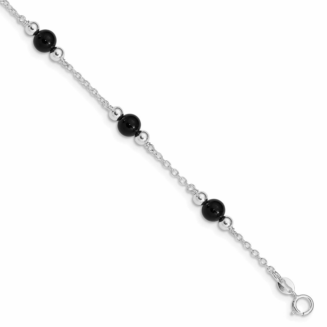 Lovely Rita's Anklets Sterling Silver 9-inch Onyx Anklet