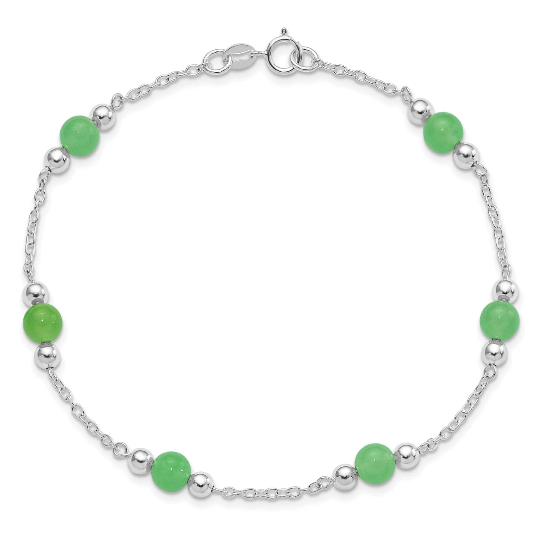 Lovely Rita's Anklets Sterling Silver 9inch Green Jade Anklet