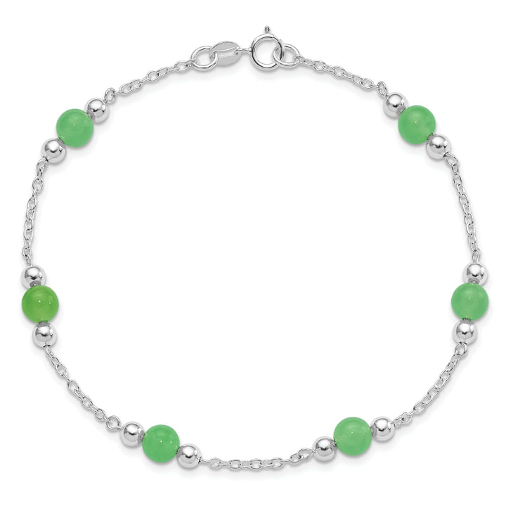 Lovely Rita's Anklets Sterling Silver 9inch Green Jade Anklet