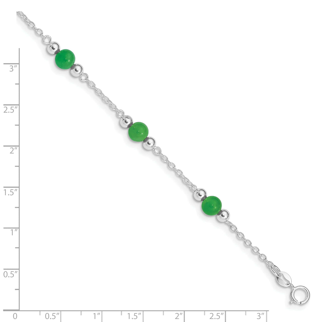 Lovely Rita's Anklets Sterling Silver 9inch Green Jade Anklet