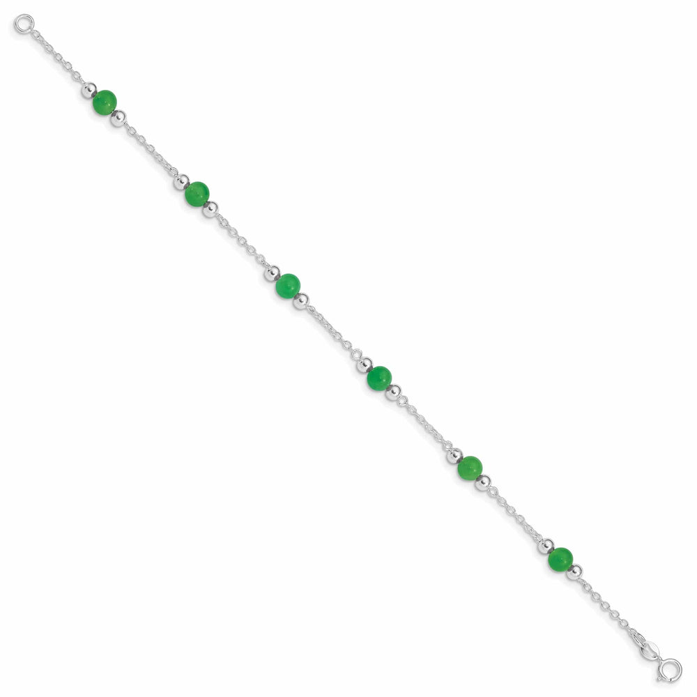 Lovely Rita's Anklets Sterling Silver 9inch Green Jade Anklet