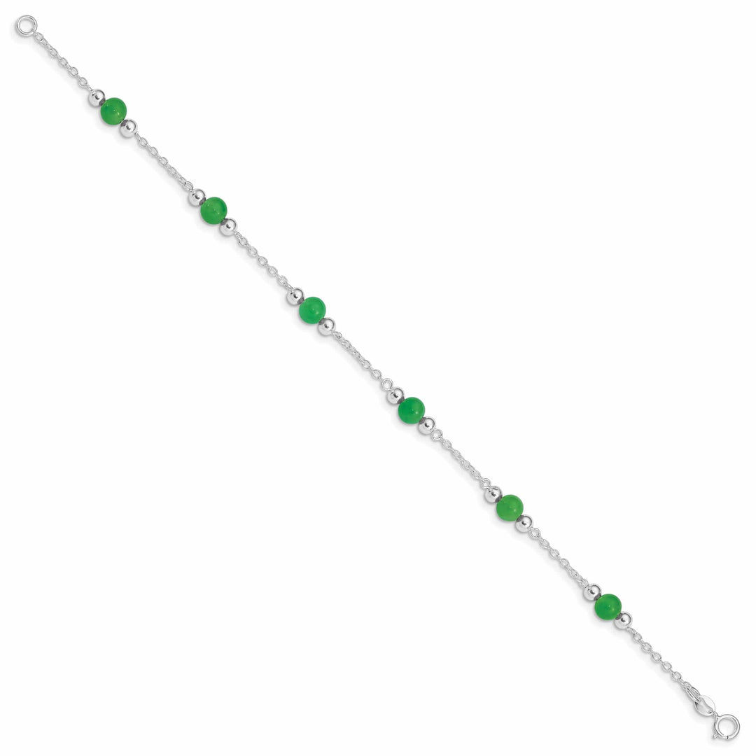 Lovely Rita's Anklets Sterling Silver 9inch Green Jade Anklet