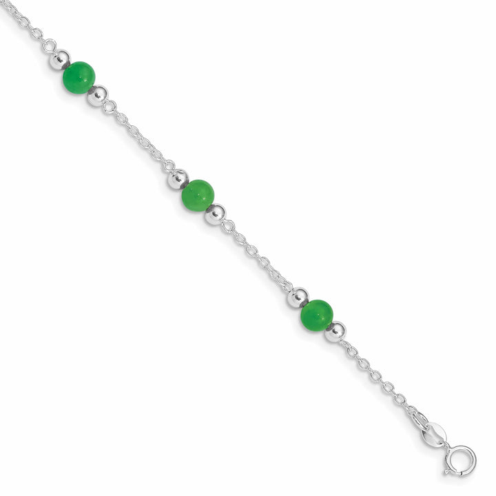 Lovely Rita's Anklets Sterling Silver 9inch Green Jade Anklet