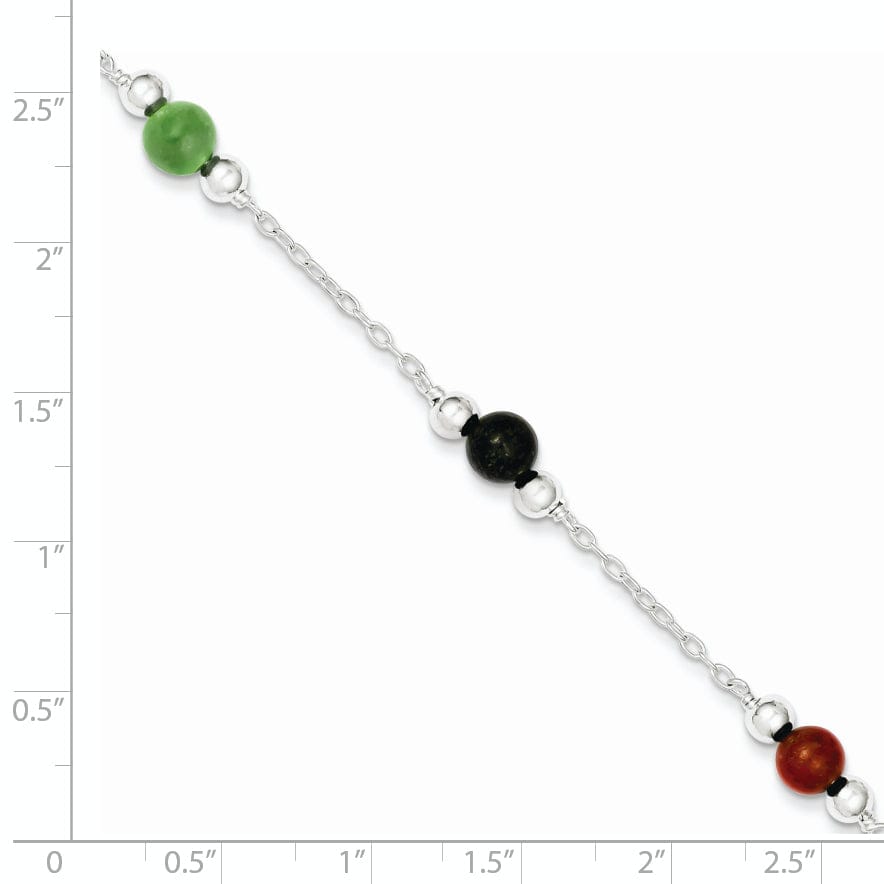 Lovely Rita's Anklets Sterling Silver 9inch Multi-Color Jade Anklet