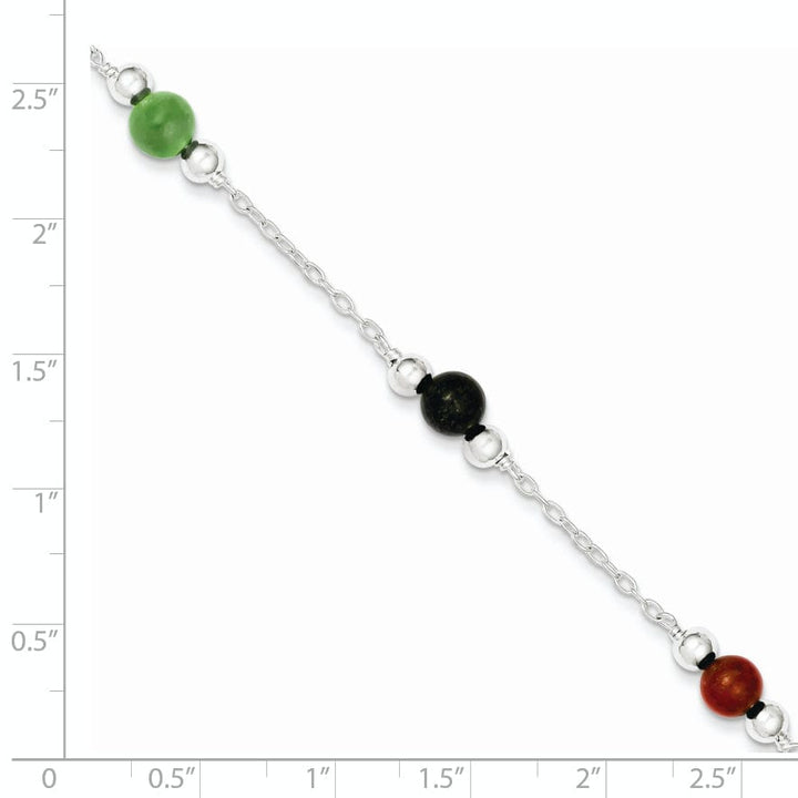Lovely Rita's Anklets Sterling Silver 9inch Multi-Color Jade Anklet