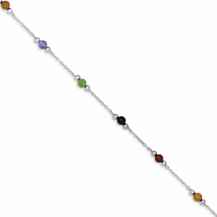 Lovely Rita's Anklets Sterling Silver 9inch Multi-Color Jade Anklet