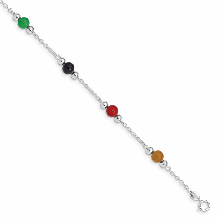 Lovely Rita's Anklets Sterling Silver 9inch Multi-Color Jade Anklet