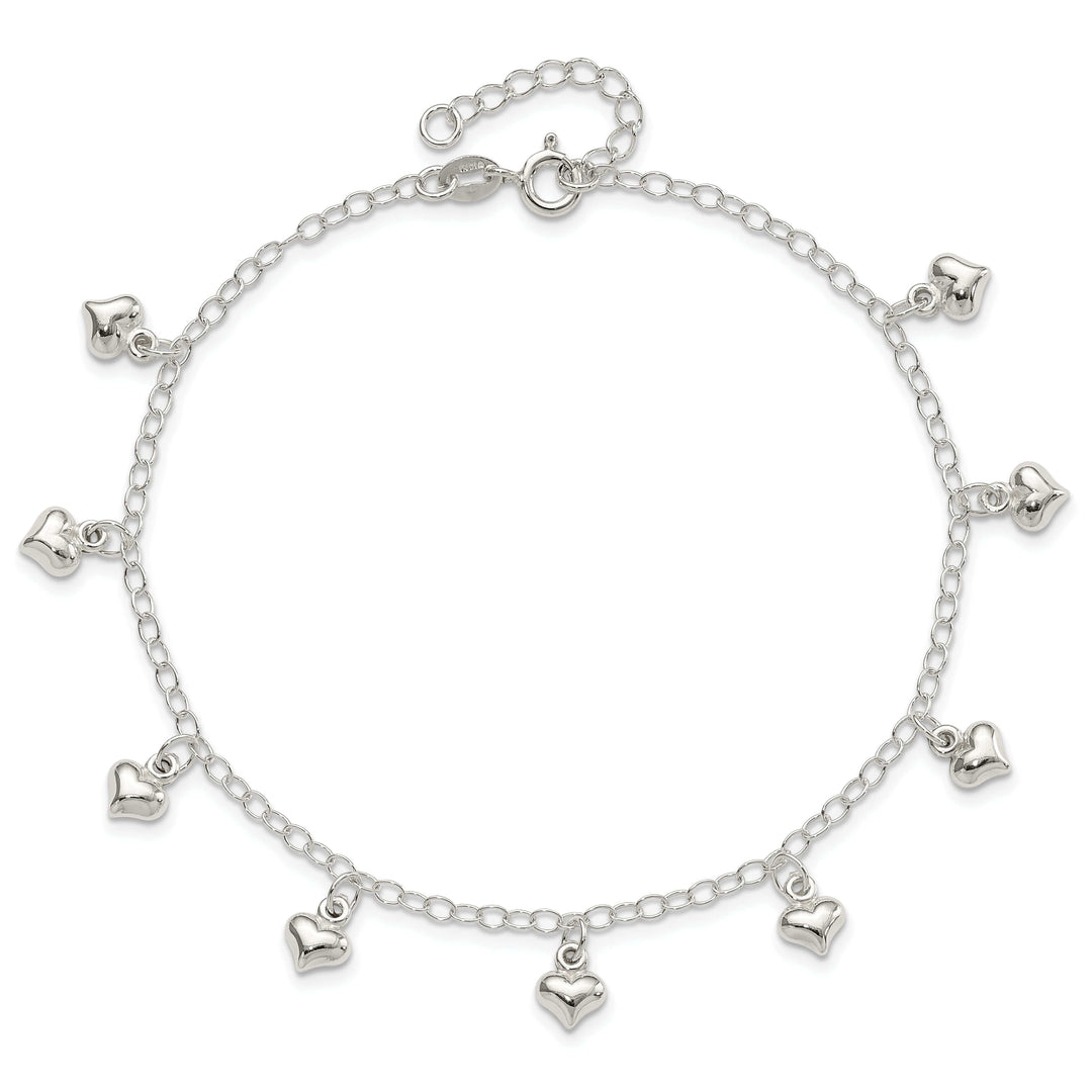 Lovely Rita's Anklets Sterling Silver 9inch Puffed Heart Anklet