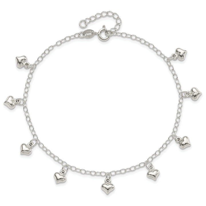 Lovely Rita's Anklets Sterling Silver 9inch Puffed Heart Anklet