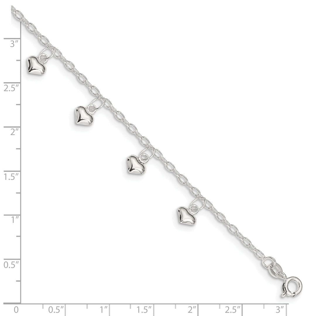 Lovely Rita's Anklets Sterling Silver 9inch Puffed Heart Anklet