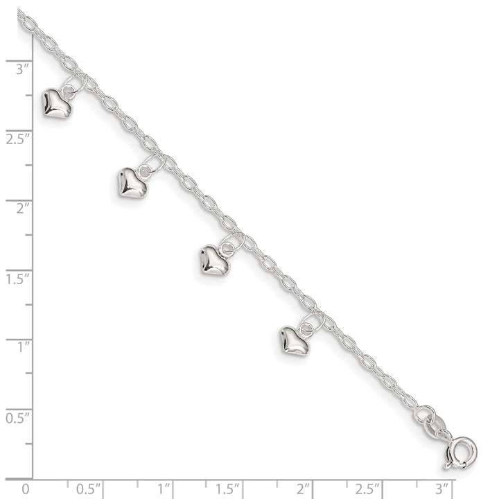 Lovely Rita's Anklets Sterling Silver 9inch Puffed Heart Anklet