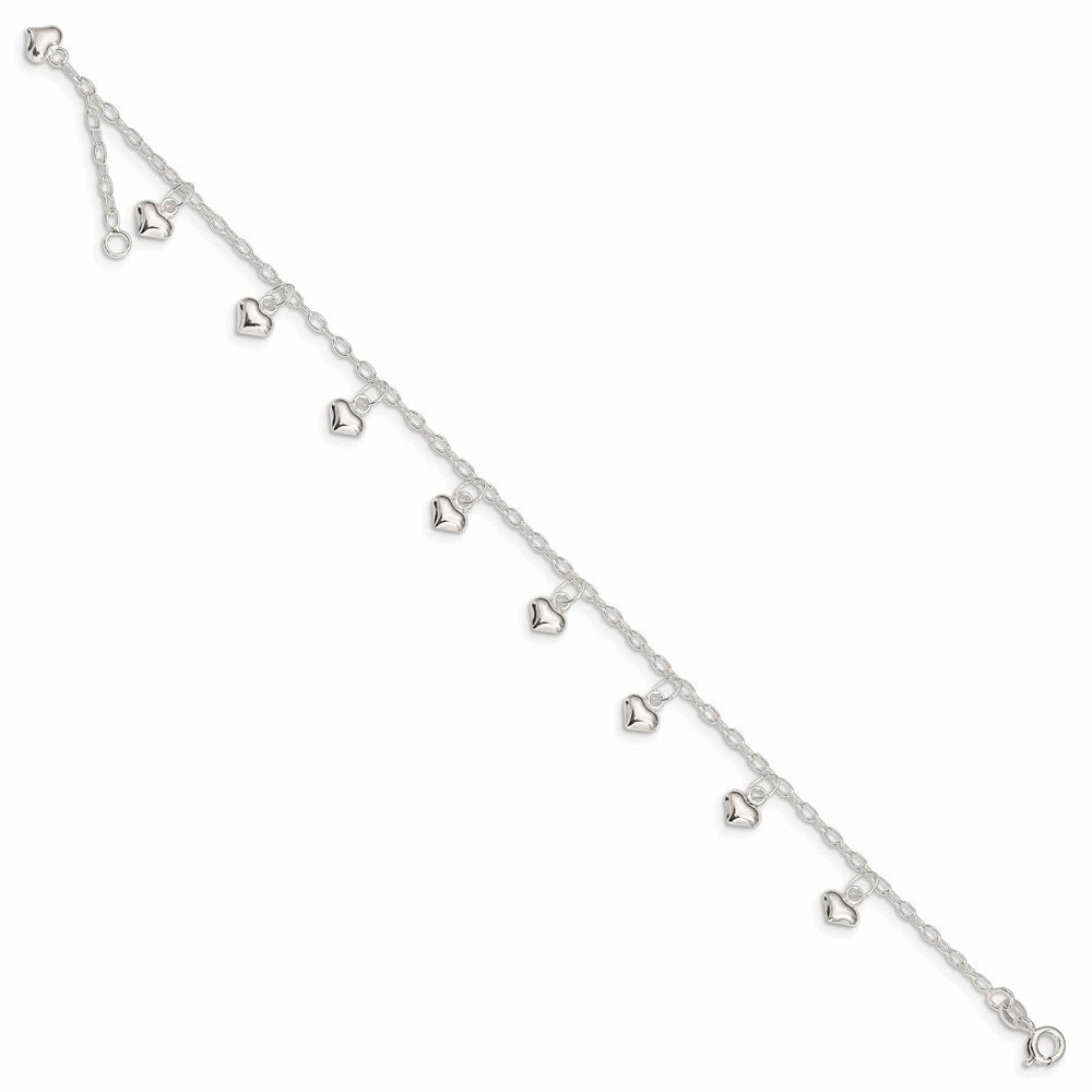 Lovely Rita's Anklets Sterling Silver 9inch Puffed Heart Anklet