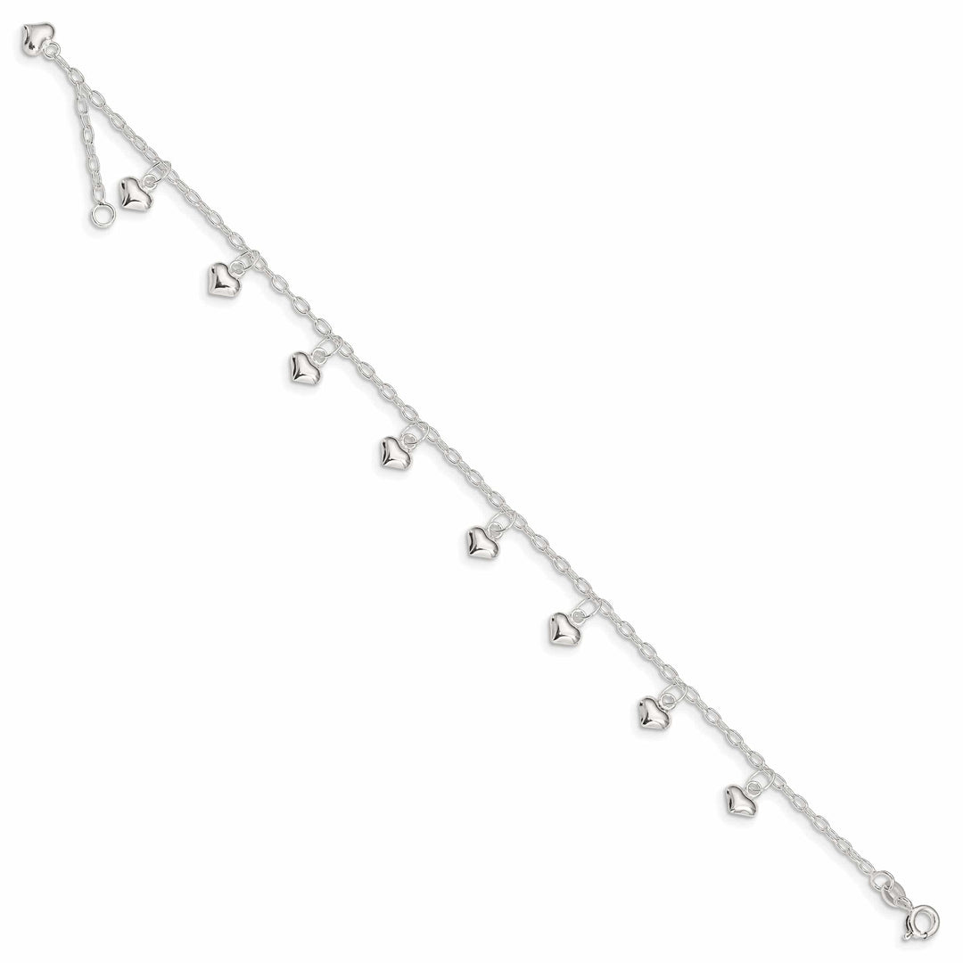 Lovely Rita's Anklets Sterling Silver 9inch Puffed Heart Anklet