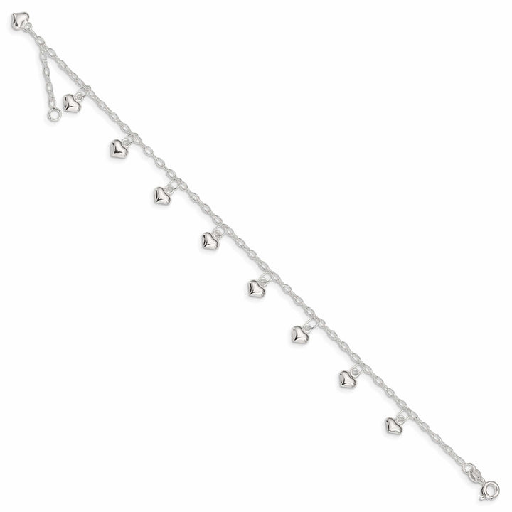 Lovely Rita's Anklets Sterling Silver 9inch Puffed Heart Anklet