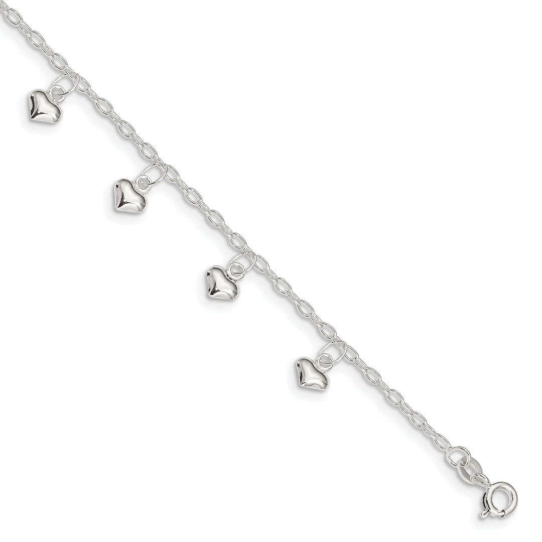 Lovely Rita's Anklets Sterling Silver 9inch Puffed Heart Anklet